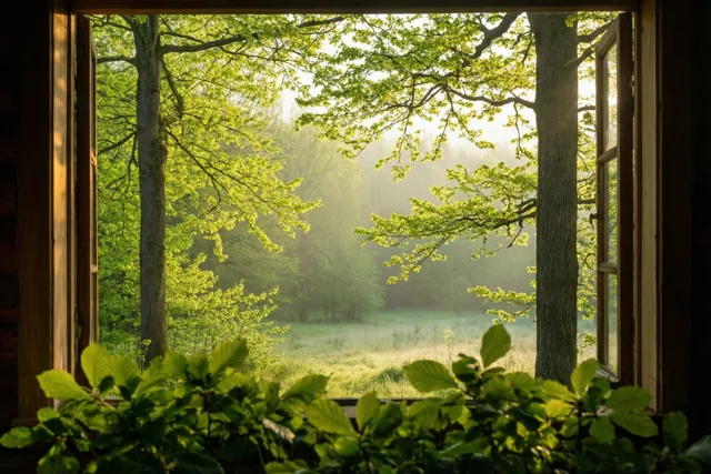 Lentegroen aan het raam