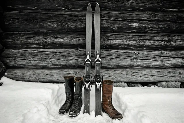 Skiwinters in zwart-wit