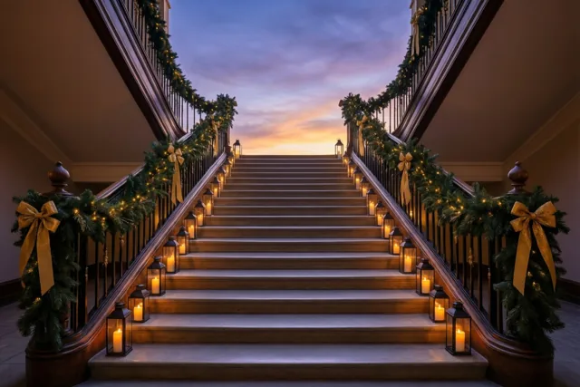 Kerstlicht op elke trede