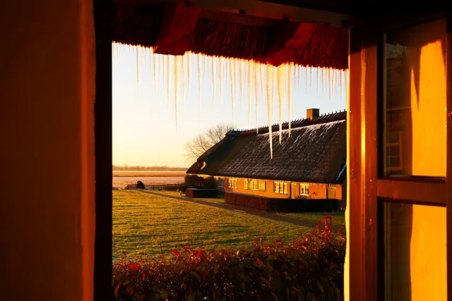 Winterzon door het raam