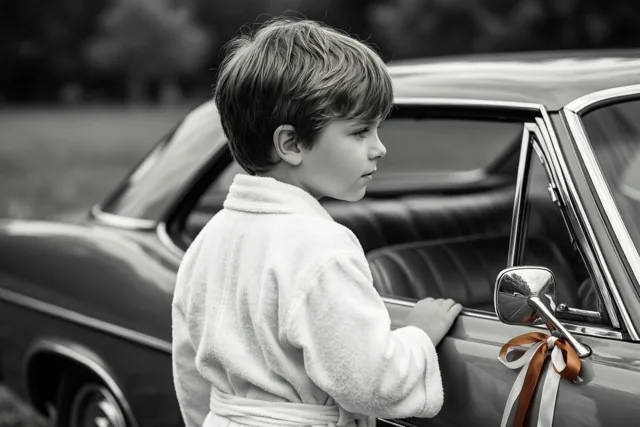 Een communiefoto met vintage charme
