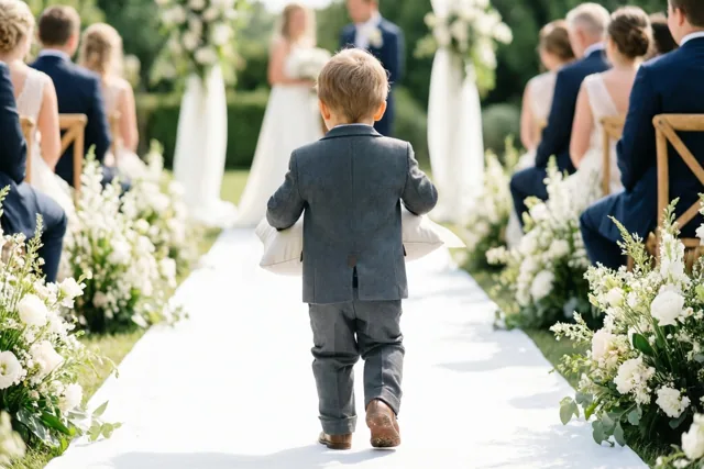 Een kleine gast met ringenkussen