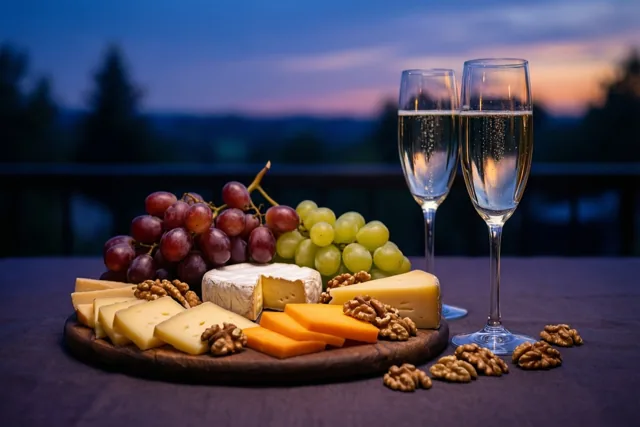 Klinken bij kaas in de avond