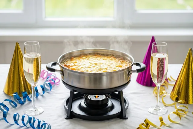 Nieuwjaar rond de fonduepot