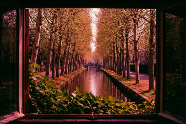 Een raam op de lente