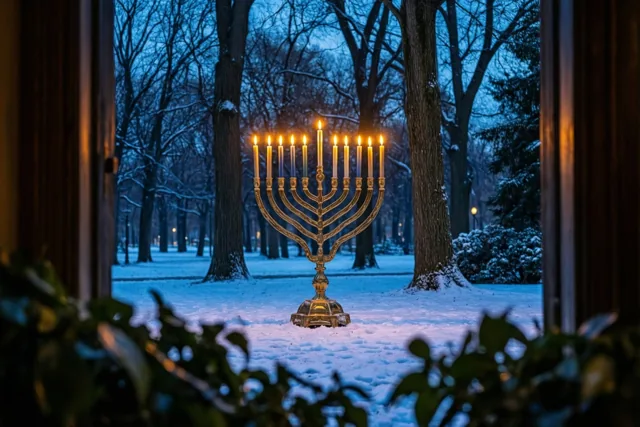 Winterlicht achter het raam