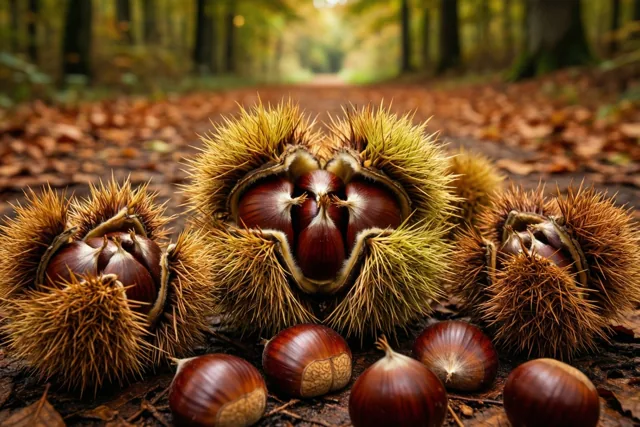 Kleine schatten tussen herfstbladeren