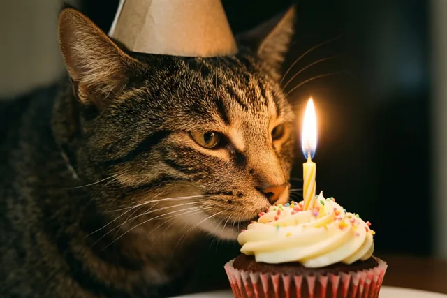 Kaarslicht voor een feestkat