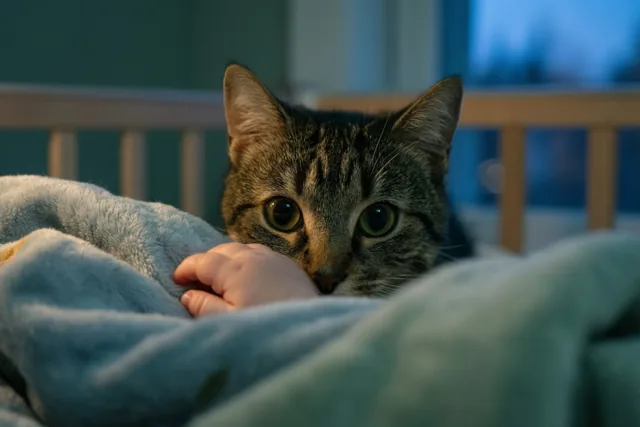 Poes verwelkomt het kleintje