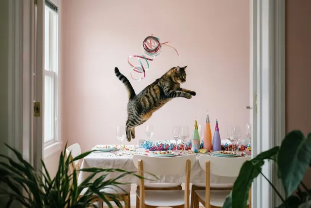 Deze kat vangt nieuwjaarsgeluk