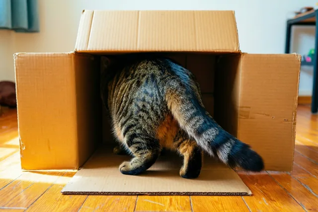 Kat zoekt ruimere verhuisdoos