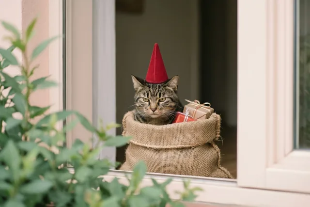 Een nieuwsgierige kat voor de Sint