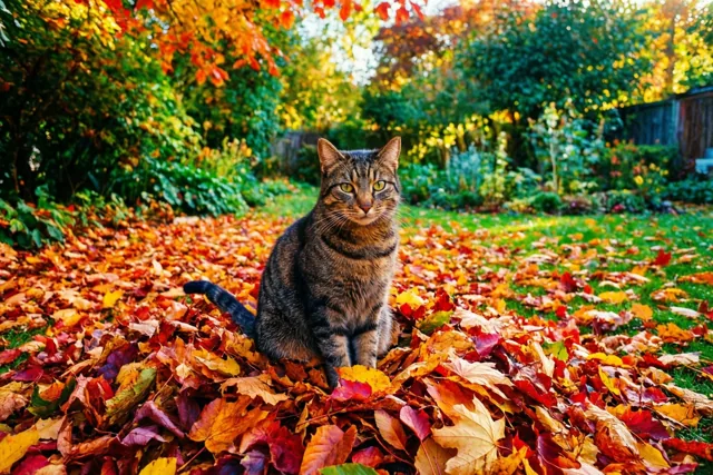Herfstzon voor de poes