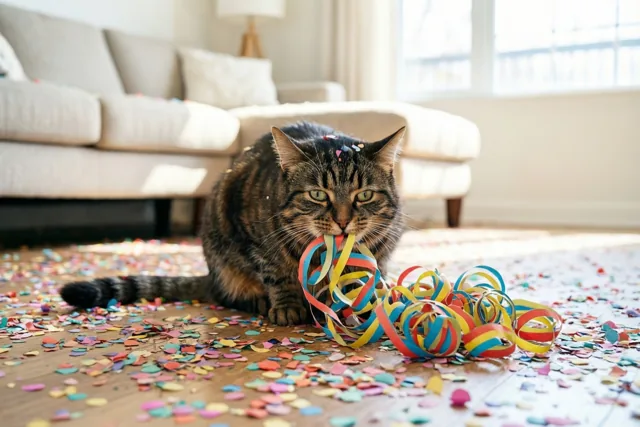 Poes heeft de slingers vast