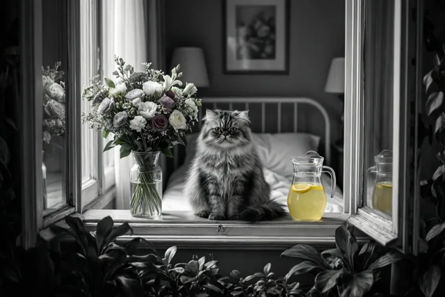 Een Perzische kat biedt troost