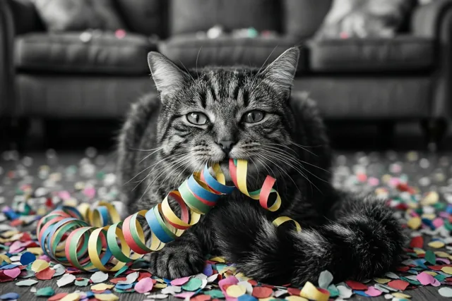 De kat viert in kleur