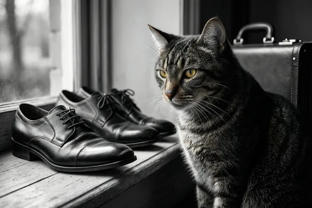 De kat houdt een oogje open