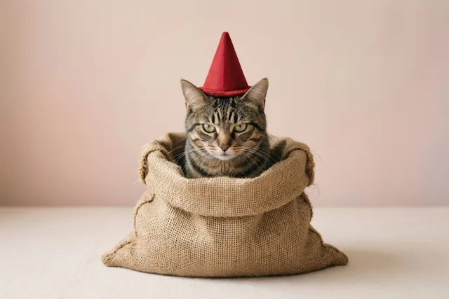 Poes speelt mee met Sinterklaas