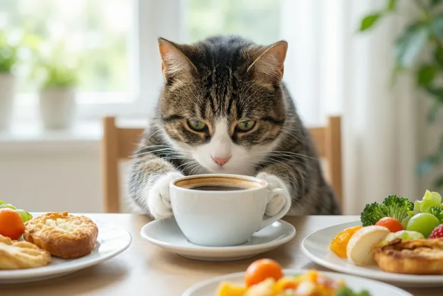 Eerst koffie voor de kat