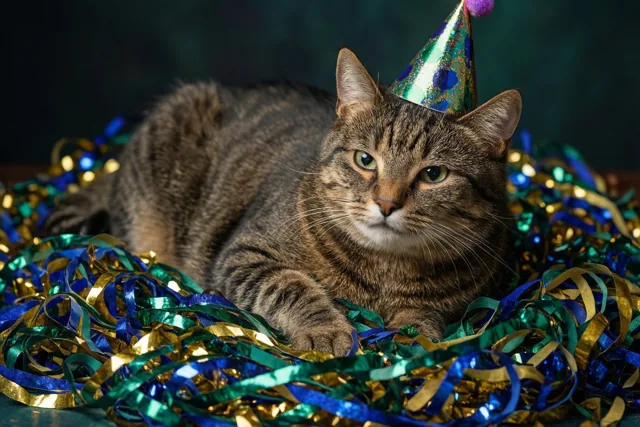 Deze kat viert op kousenvoeten