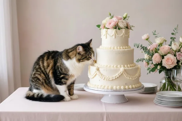 Bruidstaart met een snuifje kattenkwaad