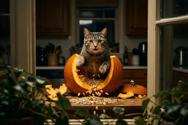 Verrassing uit de halloweenpompoen