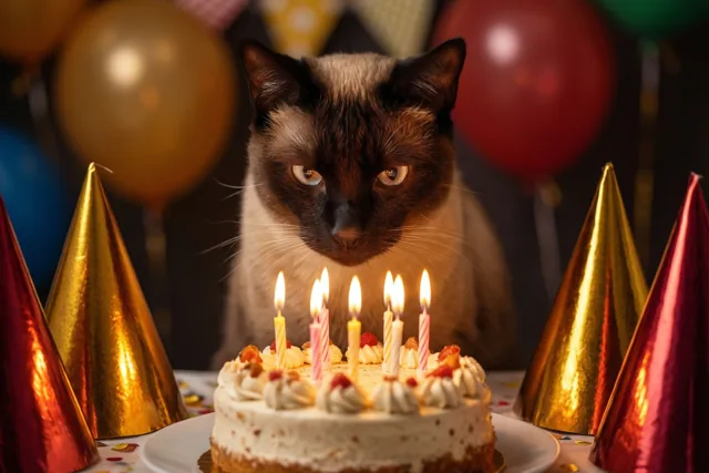 Feest met een nieuwsgierige kat