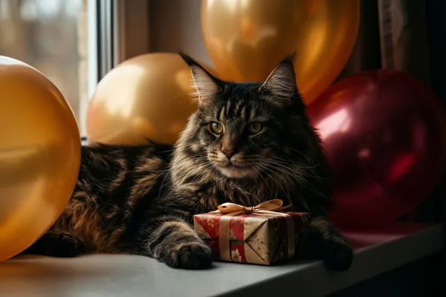 Een feestelijke groet op kattenpootjes