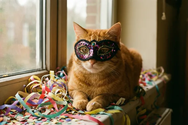 Poes schittert met carnaval