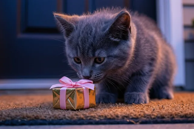 Merci van een nieuwsgierig katje