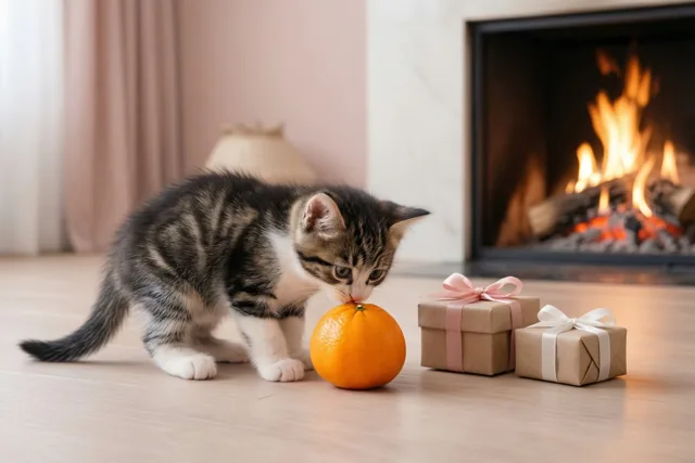 Een katje tussen de pakjes
