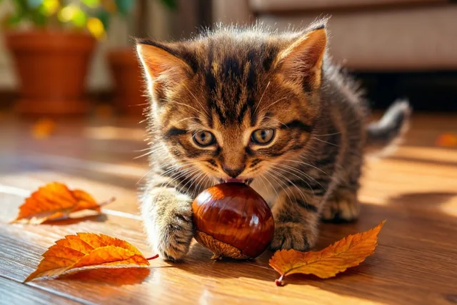 Een speels herfstkatje