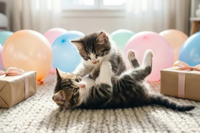 Twee katjes vieren mee