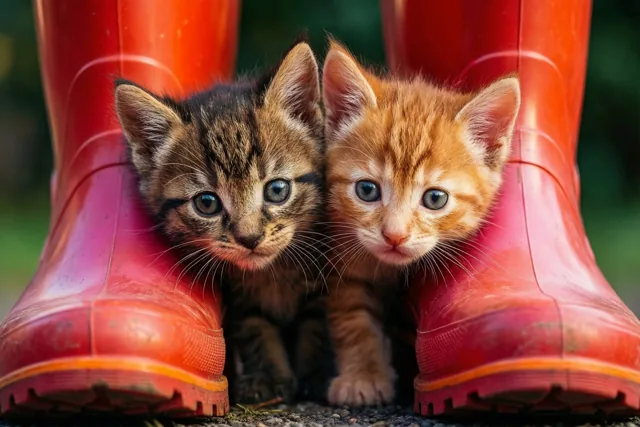 Poezenmaatjes tussen de laarzen