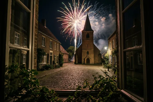 Nieuwjaarszicht op de kerktoren
