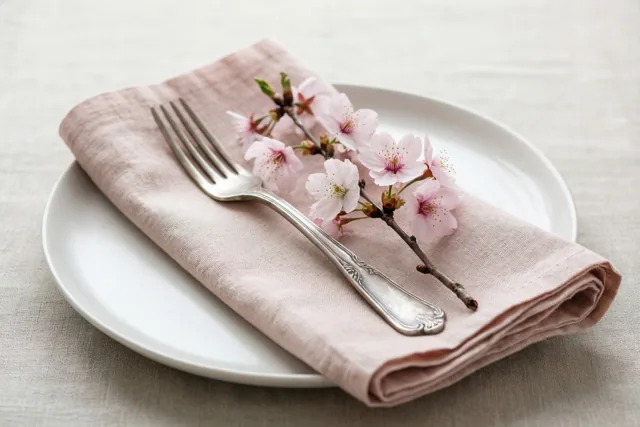 Lente op een roze servet