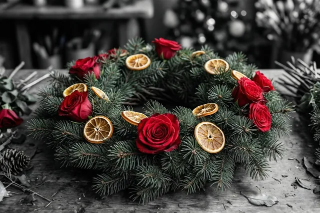 Een krans met kerstkleur