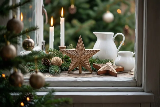 Een vensterbank vol kerstsfeer