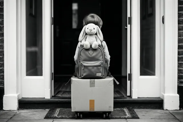 Met knuffelkonijn naar een nieuw huis