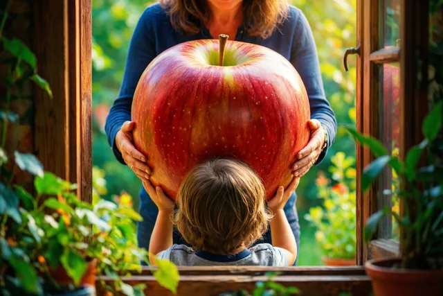 Een reuzenappel als bedankje