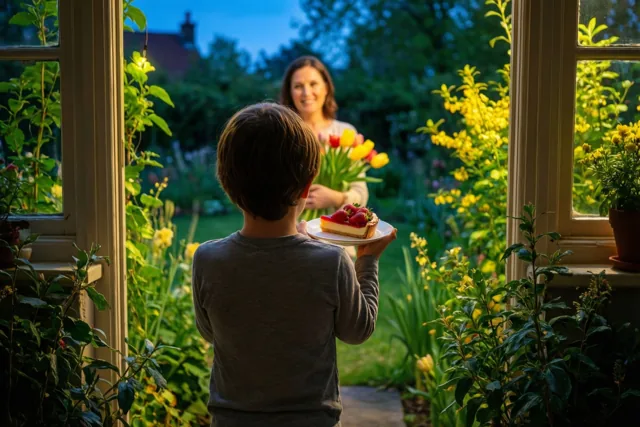Een aardbeientaartje voor mama