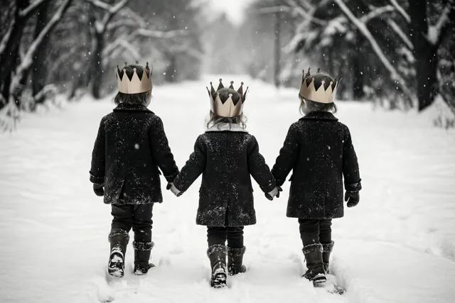 Drie kleine koningen hand in hand