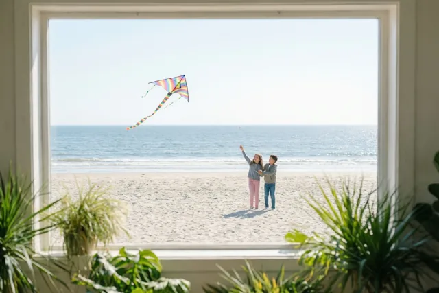 Strandvriendjes met een vlieger