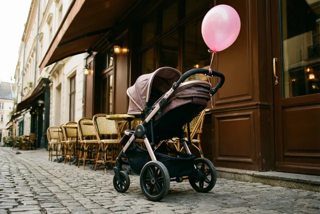 Babygeluk aan het caféterras