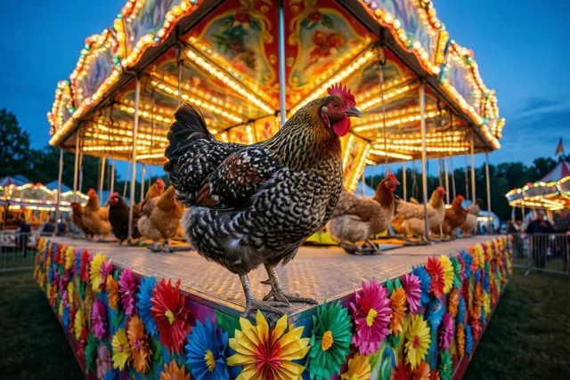 De kip in carnavalslicht