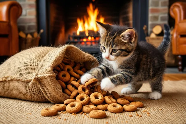 Een kitten tussen de pepernoten