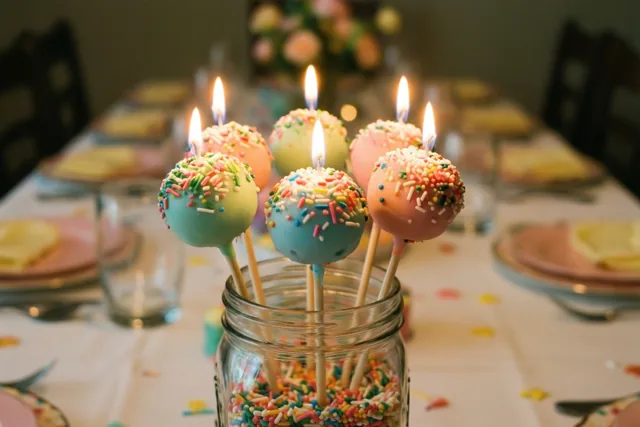 Kaarsjes op kleine verjaardagsgebakjes