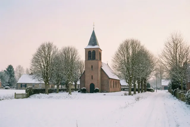 Een stil winters dorpstafereel