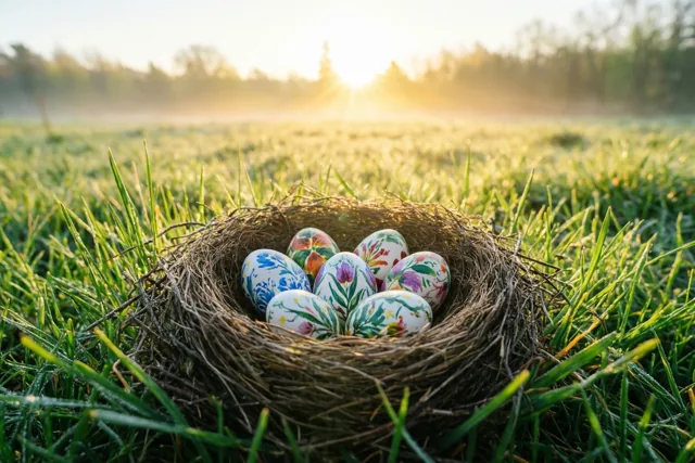 Een nest vol paaskleuren