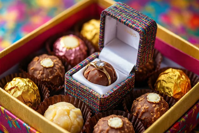 Verloofd met pralines als verrassing